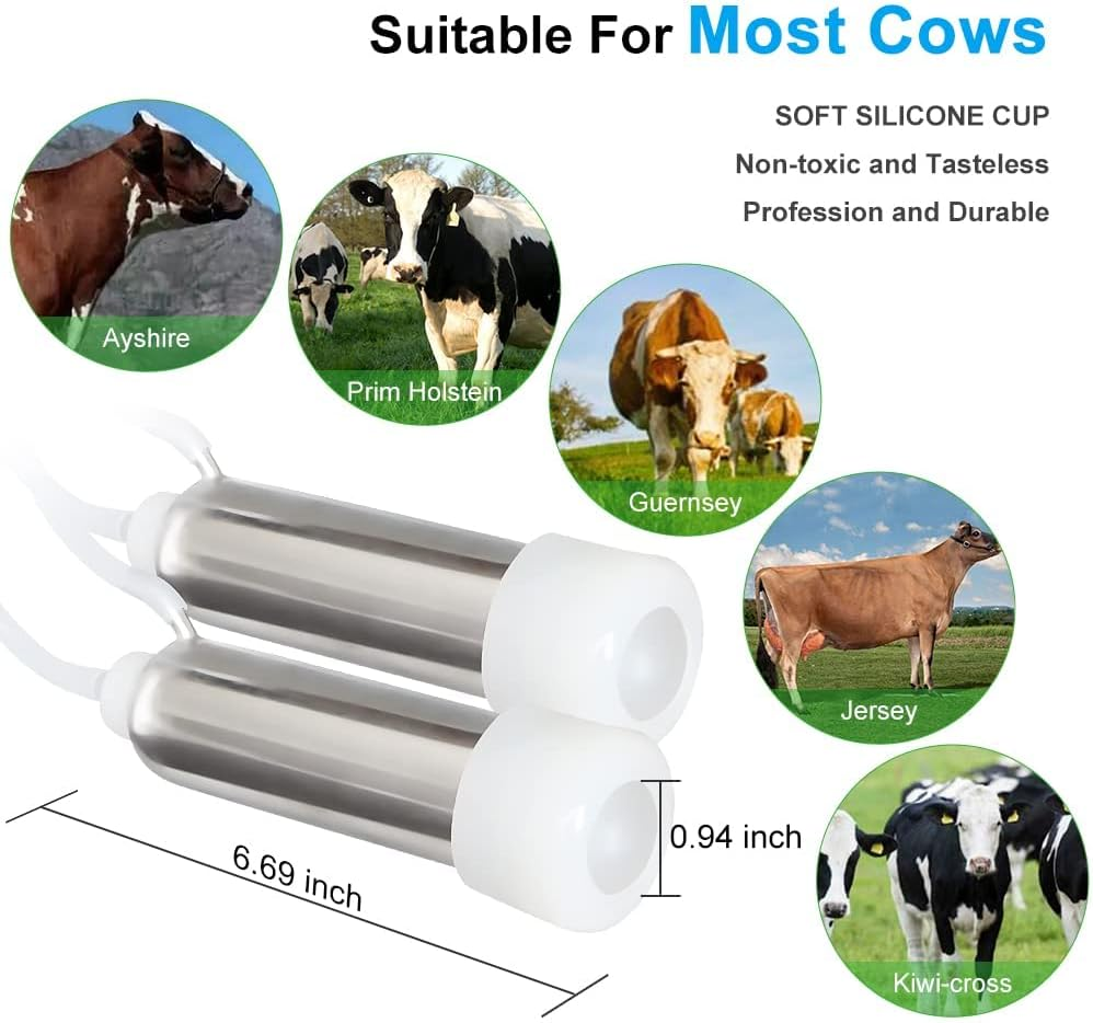 Electric Milking Machine for Cow 3L Portable Pulsation Adjustable Vacuum Pressure Pump Milker with Livestock Milking Machine image number 1