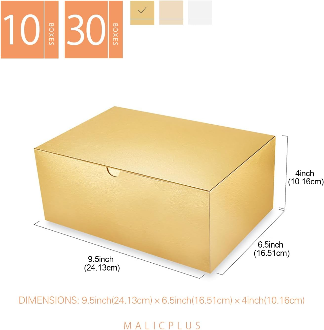 MALICPLUS 10 Gift Boxes 24X16.5X10 CM Boxes with Lids, Gold Gift Boxes Bulk for Wedding, Party, Birthday,Bridesmaid Proposal Boxes for Light Gifts - Gold image number 6