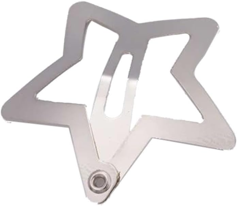 PLGEBR Star Hair Clips, Silver, 10 Pieces, Silver Metal Star Hair Clips, Hair Clips, Headwear, Non-Slip Metal Star Hair Accessories for Women and Girls