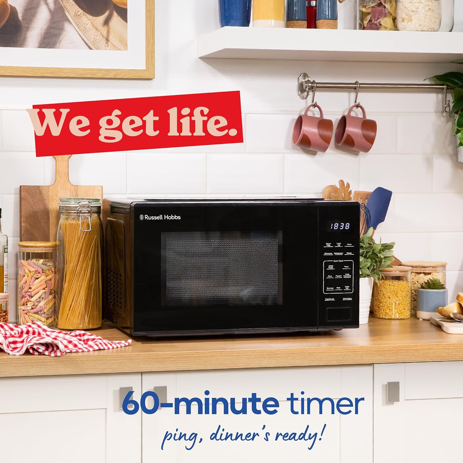 Russell Hobbs Family Size 25L Digital Microwave, RHMT2516B, 8 Auto Cook Menus, Touch Control Panel, 10 Power Levels, Black image number 1