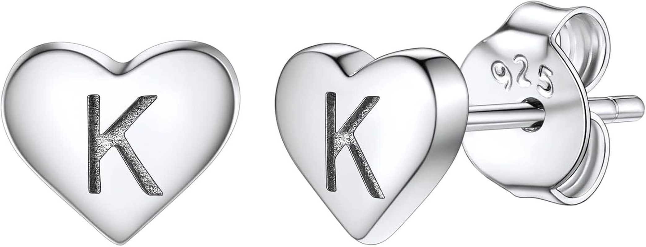 Silvora 925 Sterling Silver Heart Initials Earring for Women Stud Letter Earring for Girls Love Jewelry Birthday Gift image number 6