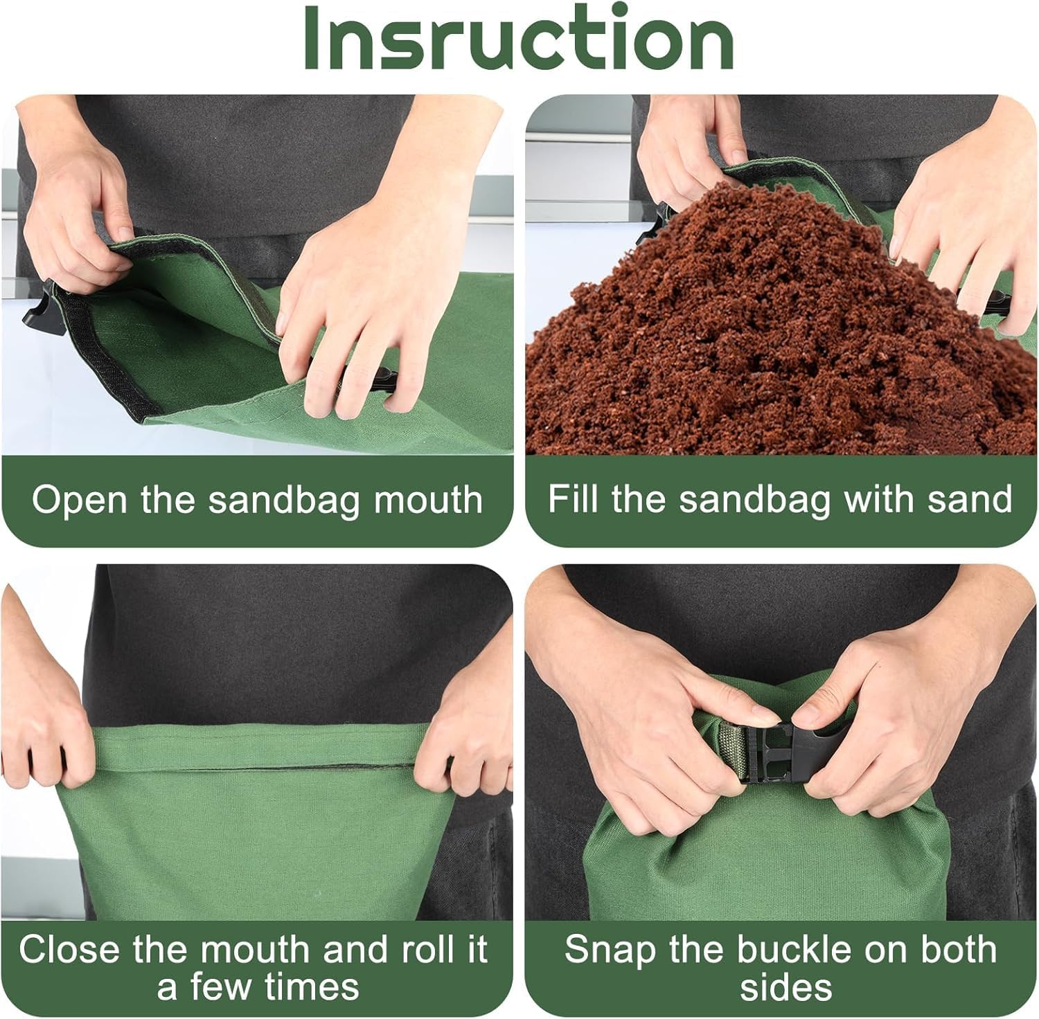 Flood Water Barrier Sand Bags - 6Pcsthickened Long Canvas Flood Protection Sandbags with Insert Buckle Bags for Home Door Window Swimming Pool Covers,Reusable Quick Flood Barrier image number 6