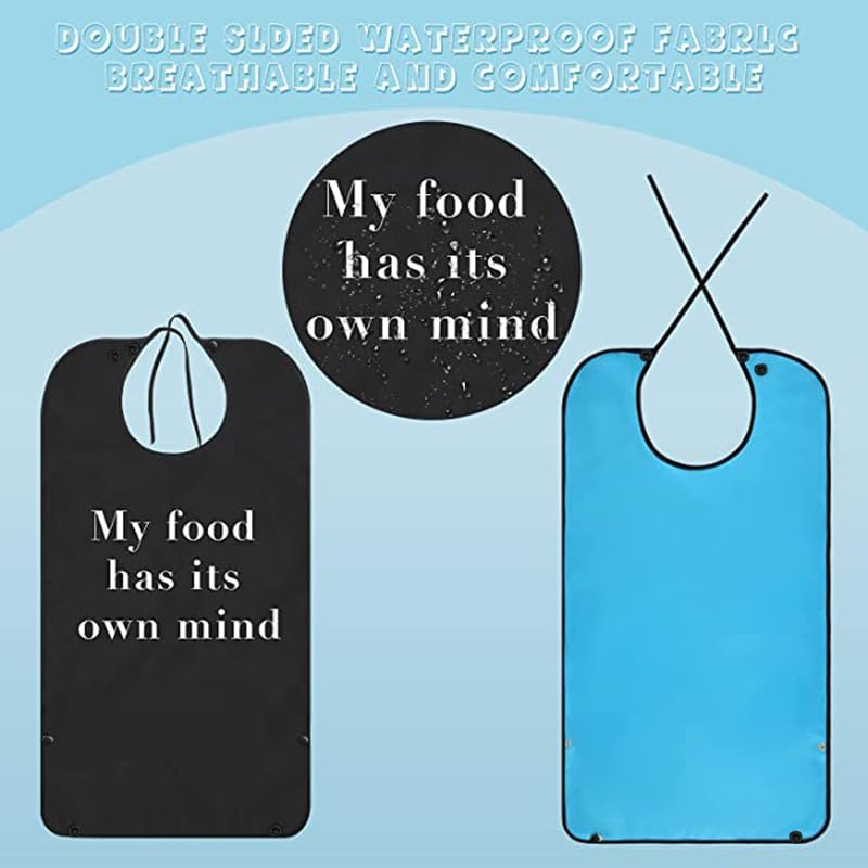 Adult Bibs with Crumb Bib Adjustable Eating Clothing Protectors (Black, 1 PC)