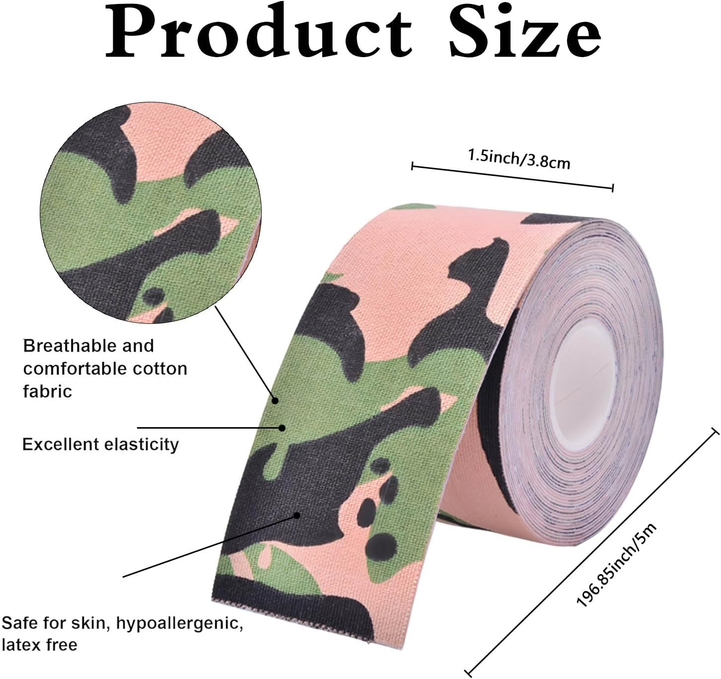 Kinesiology Tape - 6 Rolls (3.8CM X 5M) Waterproof, Latex-Free Sports Tape for Muscle & Joint Support, Pain Relief, Injury Recovery - KT Tape for Knees, Shoulders, Ankles, Elbows image number 4