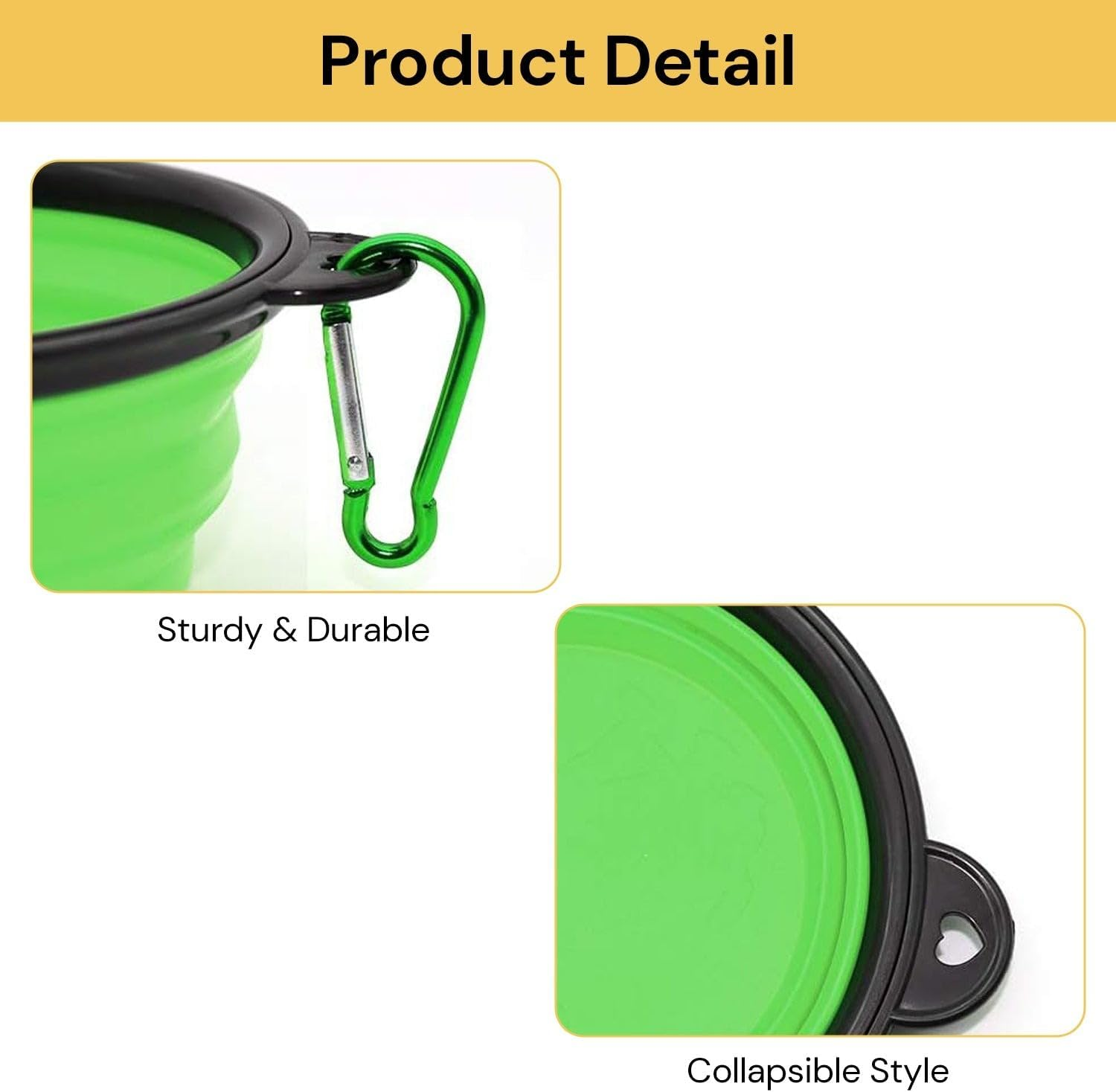 Portable Silicone Pet Bowl, Foldable Expandable Water Feeding Travel Bowl Cup Dish for Pet Dog Cat Food Water Feeder for Travel Camping or Out Door Portable Cup Dish (Black) image number 1