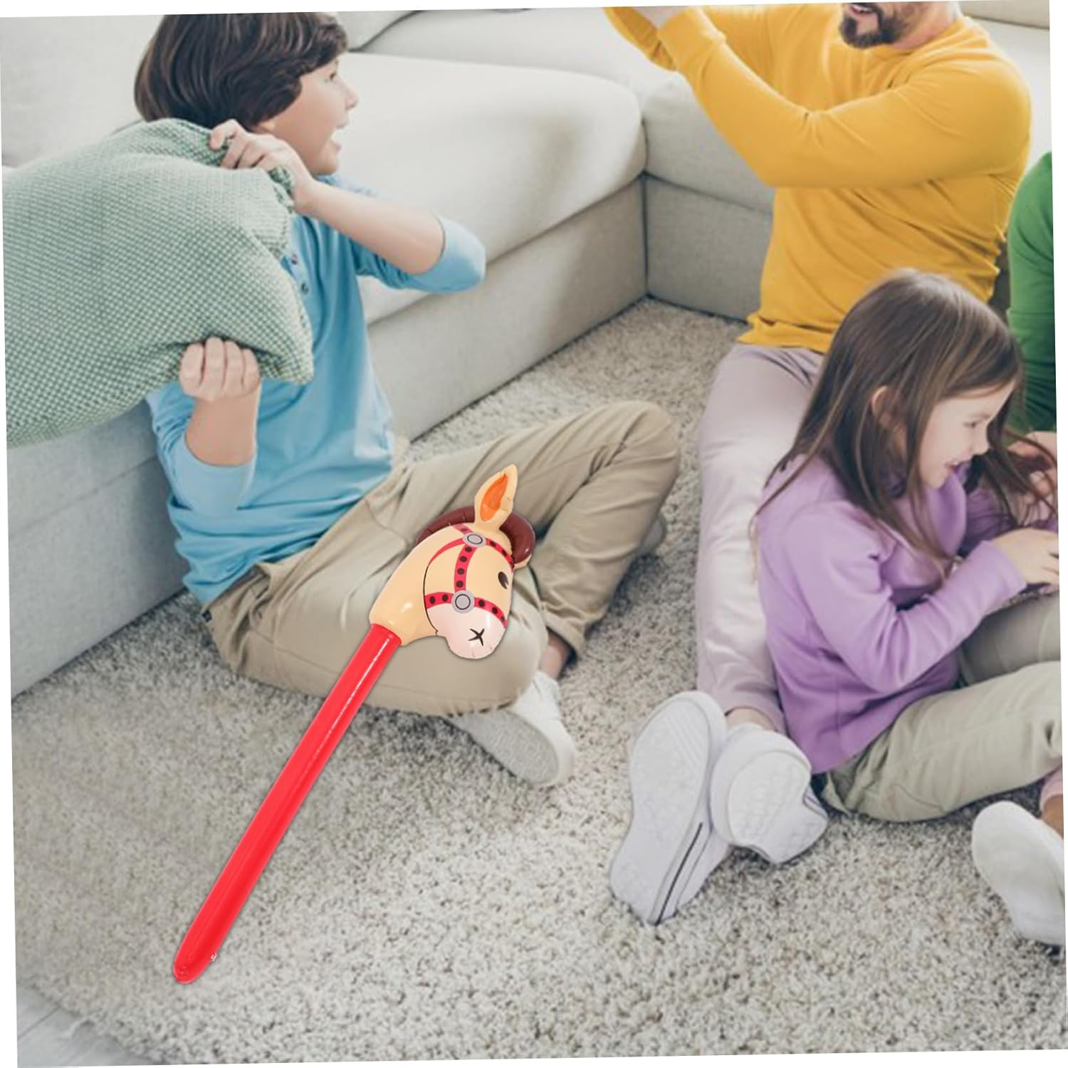 3Pcs Animal Long Stick Blow up Horse Stick Horse Stick Toy Hobby Horse Inflatable Stick Toy Wheel Inflatable Stick Horse Animal Inflates Base Inflatable Animals Stick Horse Toy PVC image number 2