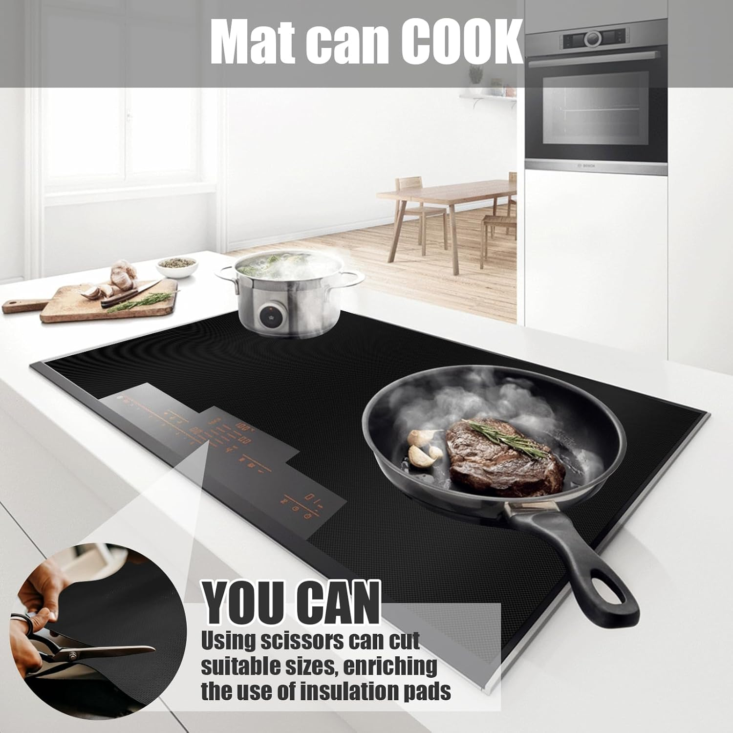 Induction Cooker Cover Silicone Induction Cooker Mat Large Nonstick Electric Stove Cover Mat Multipurpose Stove Top Cover Pad Cooktop Protector for Induction Stove (Black(54 * 90))