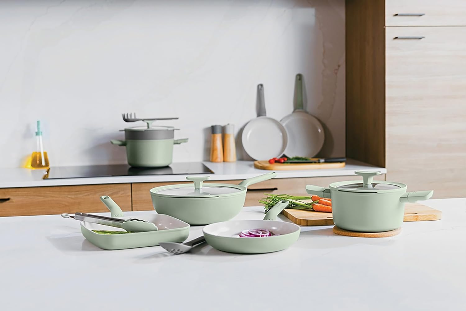 Berghoff Leo Balance Ceramic Frying Pan, 24 Cm / 1.7 Litre, Sage, Induction, 100% Sustainable and Healthy Ceramic Ceragreen Non-Stick Coating, Pfas-Free image number 7