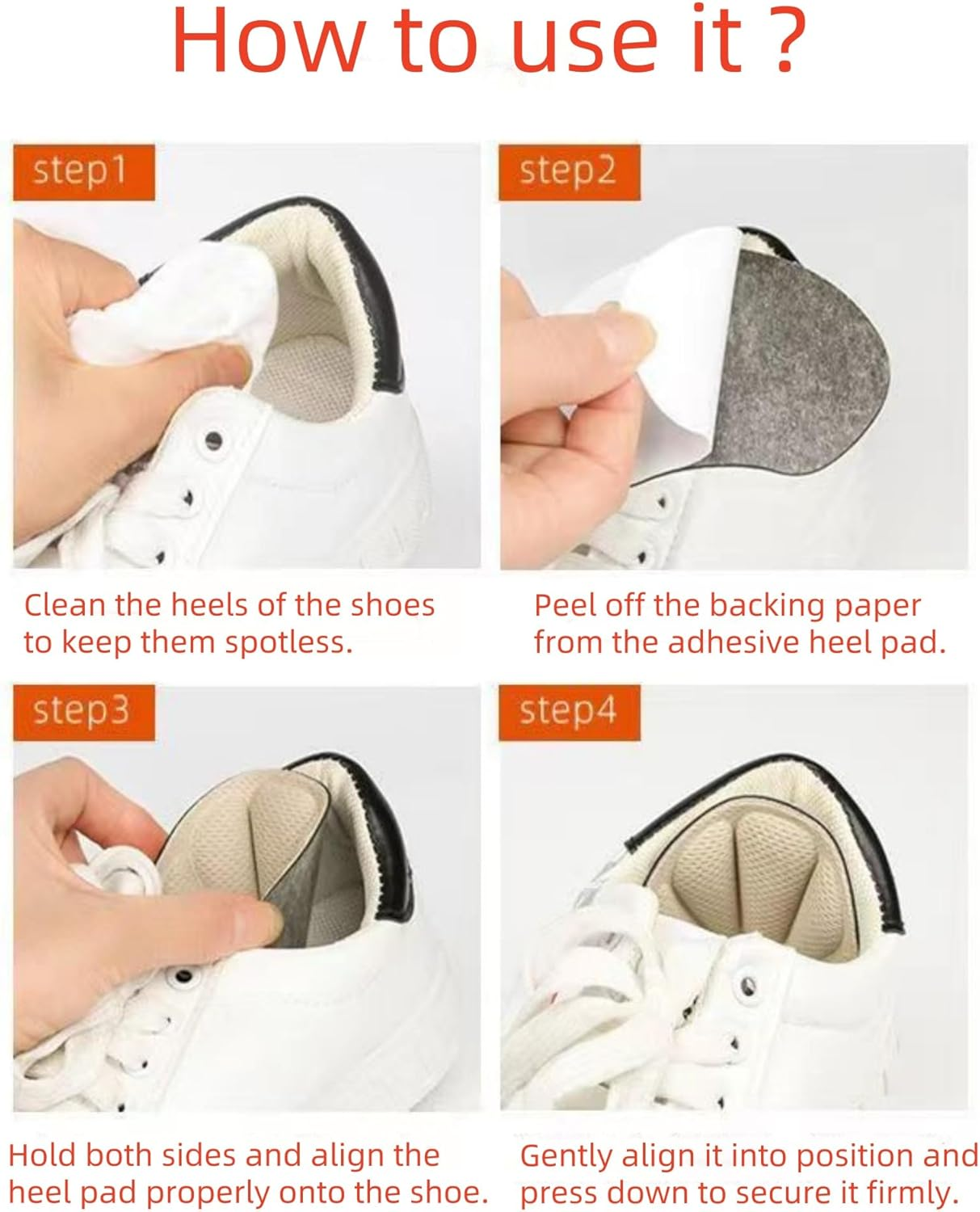 6 Pcs Unisex Heel Protectors for Loose Shoes, Heel Cushion with Self-Adhesive Pads for Sneaker Shoes Too Big (Nude, One Size) - Nude image number 4