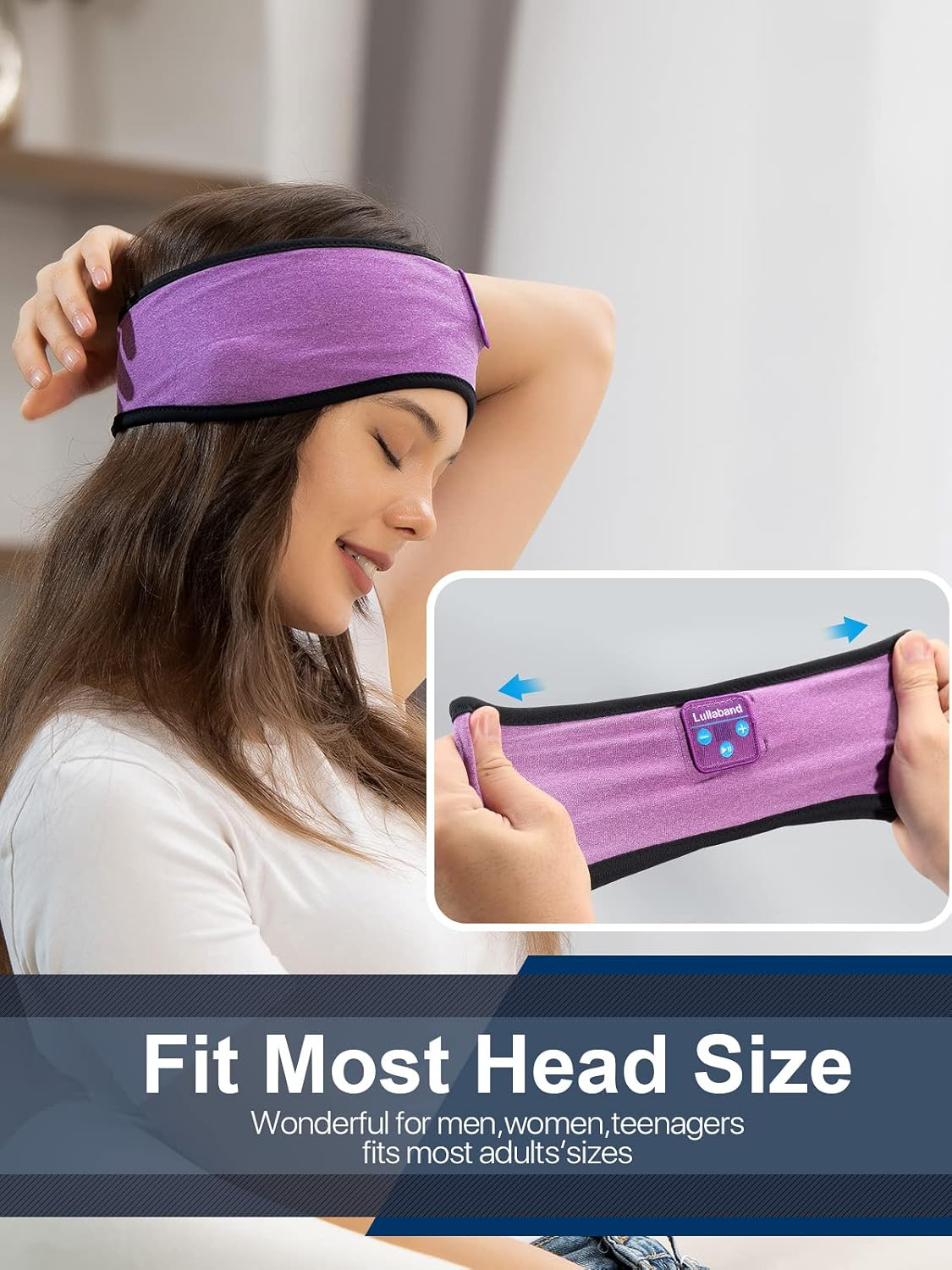 Sleep Headphones Bluetooth Headband - Wireless Music Sleeping Mask Earphones for Side Sleepers with HD Stereo Speaker Tech Gadgets Gifts for Travel Workout Sports Meditation Yoga Housework image number 6