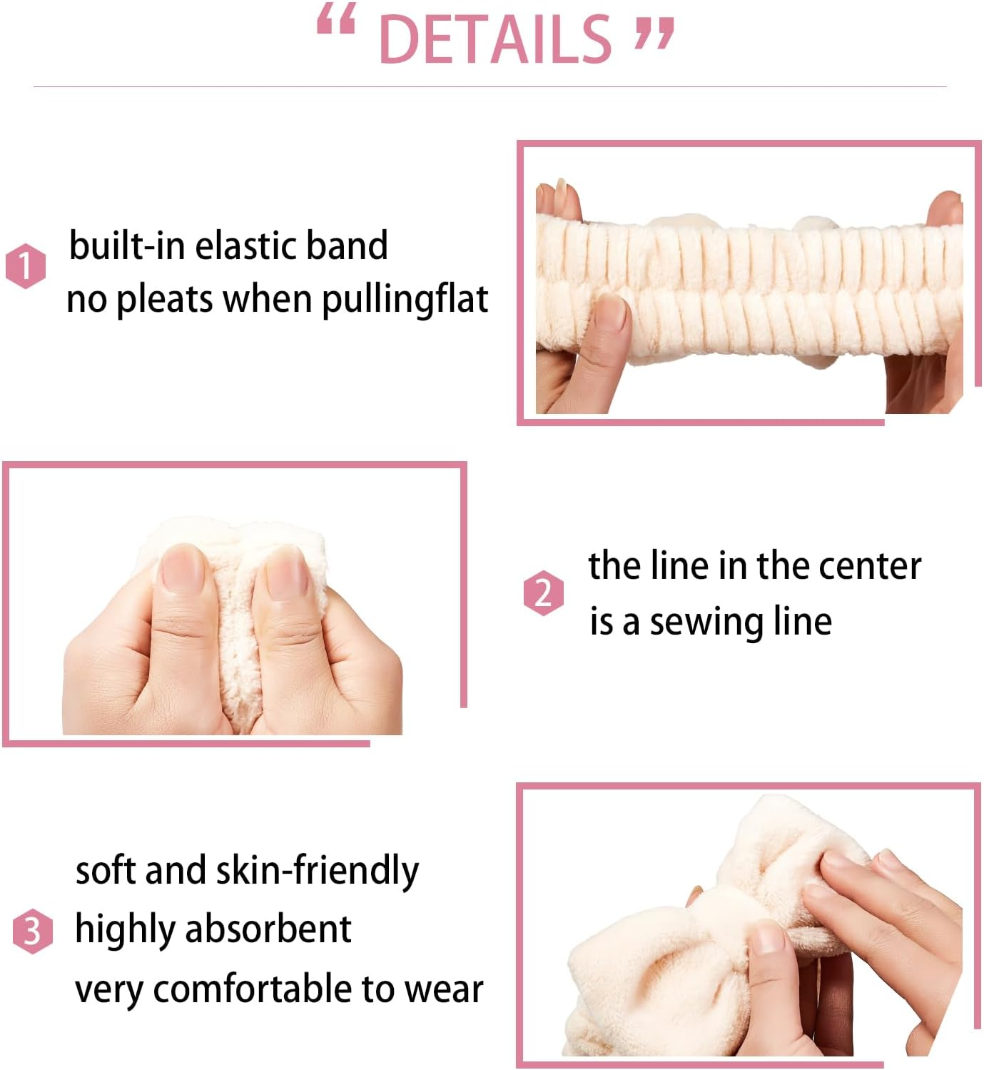 Yaqulen 7-Piece Spa Set, Facial Headband, Spa Headband and Wristband Set, Skincare Headband, College Style Girl Gift, Hair Accessories for Women and Girls(Khaki) image number 2