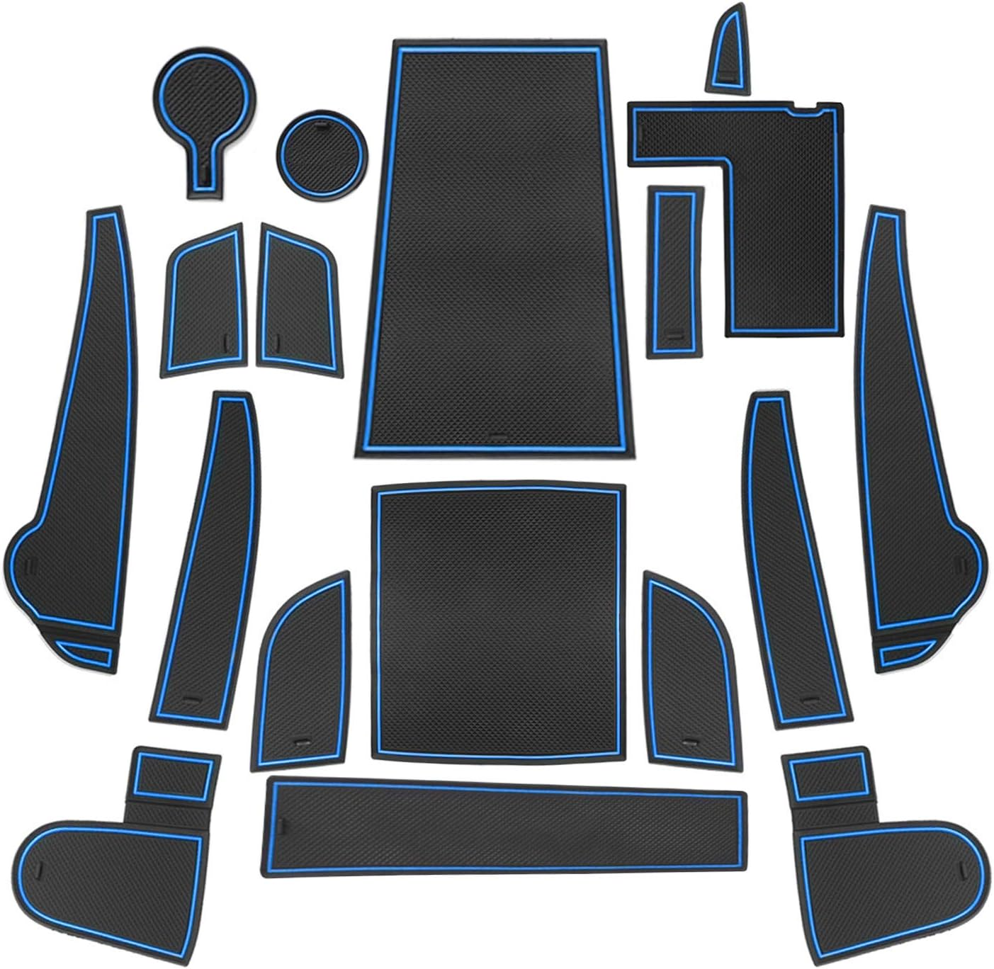 CDEFG Compatible with Hyundai Kona Electric 2021 2022 Rubber Anti-Slip Mats Door Slot Non-Slip Anti-Dust Cup Holder Mat Arm Box Storage Pads Car Interior Accessories (Blue)