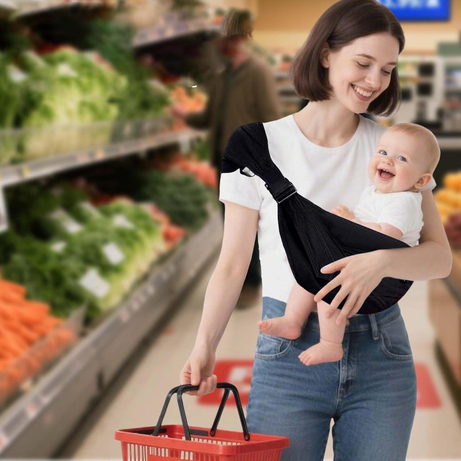 Baby Sling Carrier,Hoidokly Toddler Carrier Baby Sling Portable Adjustable Seat Carriers Shoulder Straps Mom Cozy Baby Carrier for Newborn Infant Toddler (Black) image number 1