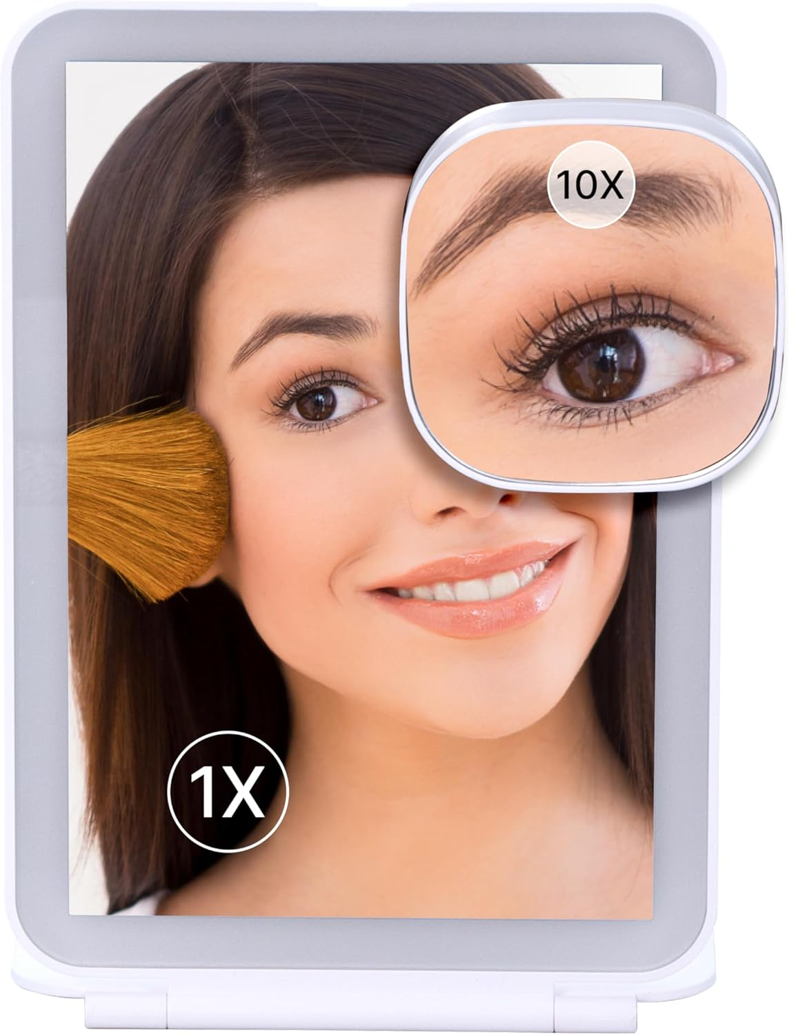 Fantasia Beauty Makeup Mirror with Lighting - Travel Folding Mirror with 10X Magnification & LED Light - Long Lasting Battery & 3 Light Modes - Ideal for Travel - Cosmetic Mirror for Precise Makeup image number 1