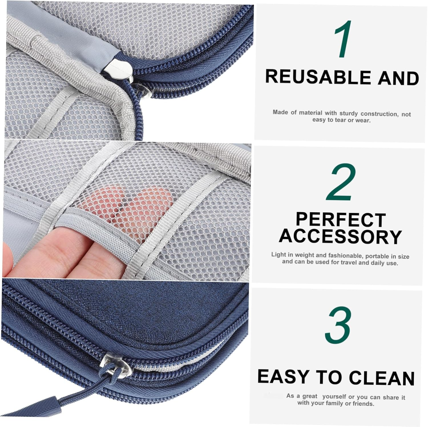 Gadpiparty Travel Storage Organizer Bag Canvas Hanging Toiletry Bag Cord Organizer for Electronics image number 5