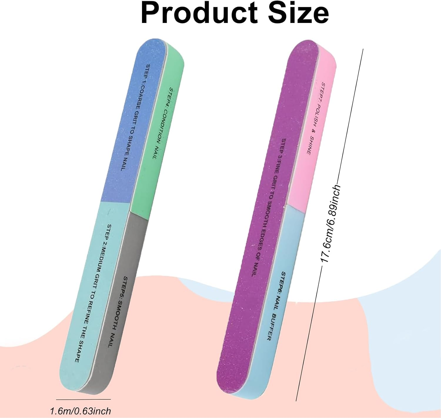 7 Way Nail Buffer Block,6 PCS Nail Buffer，Professional Nail File and Polisher for Natural & Acrylic Nails, All-In-One Nail Care Supplies with 7 in 1 Smoothing & Shining Grit image number 1