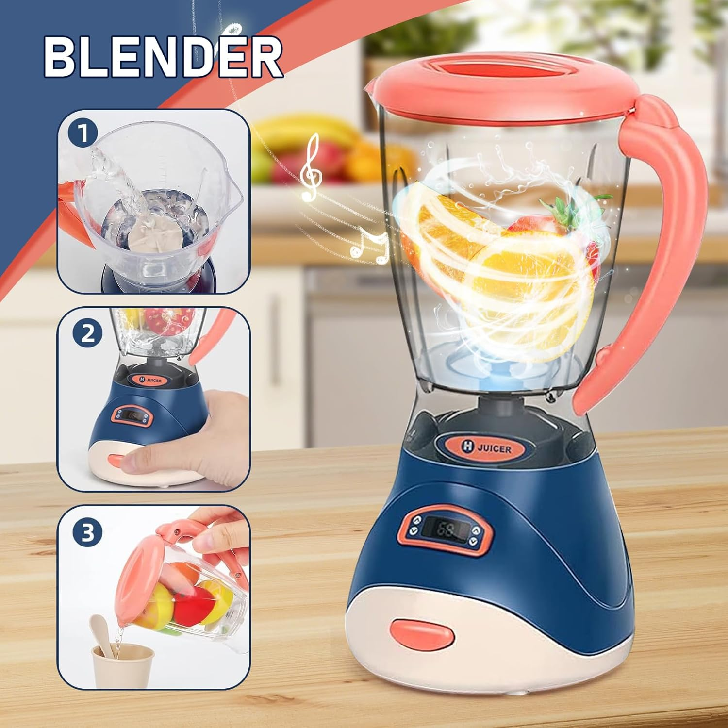 Kids Kitchen Playset with Coffee Machine,Toaster ,Blender, Mixer and Accessories, Pretend Play Kitchen for Toddlers Kids Toys Boys and Girls Toys for Ages 3 4 5 6 7 8 image number 1