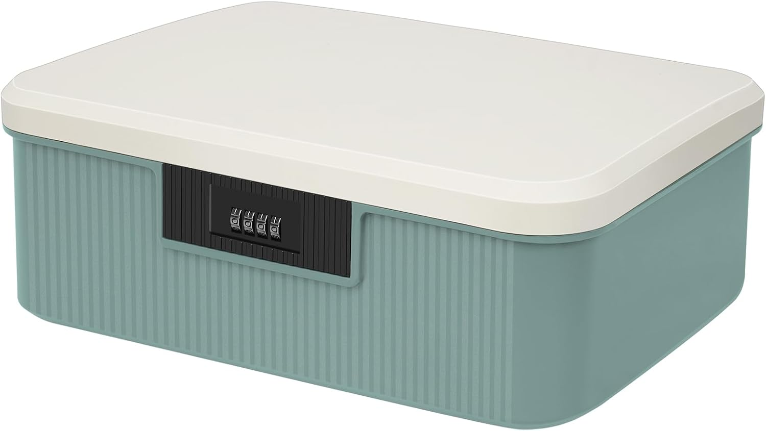 Lockable Storage Box, Double Layer Storage Lock Box for Files Organizer, Password Locking Storage Box, Lockable Storage Container for Home Office Kitchen Safety (White)