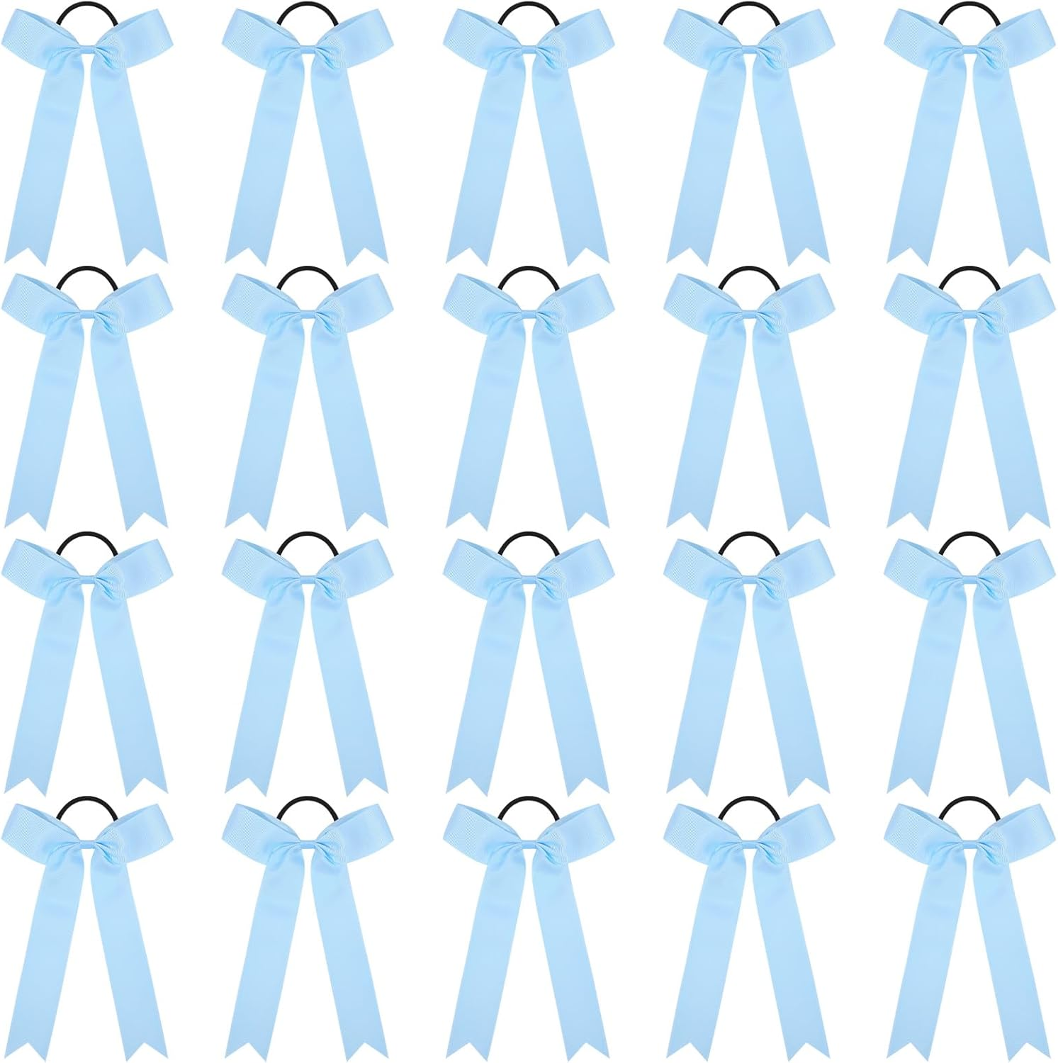 CEELGON 20 PCS College Style Cheer Bows Collegiate Long Tail Skinny Bow Elastic Hair Tie for Teens Girls Softball Competition Sports Cheerleaders (Teal)