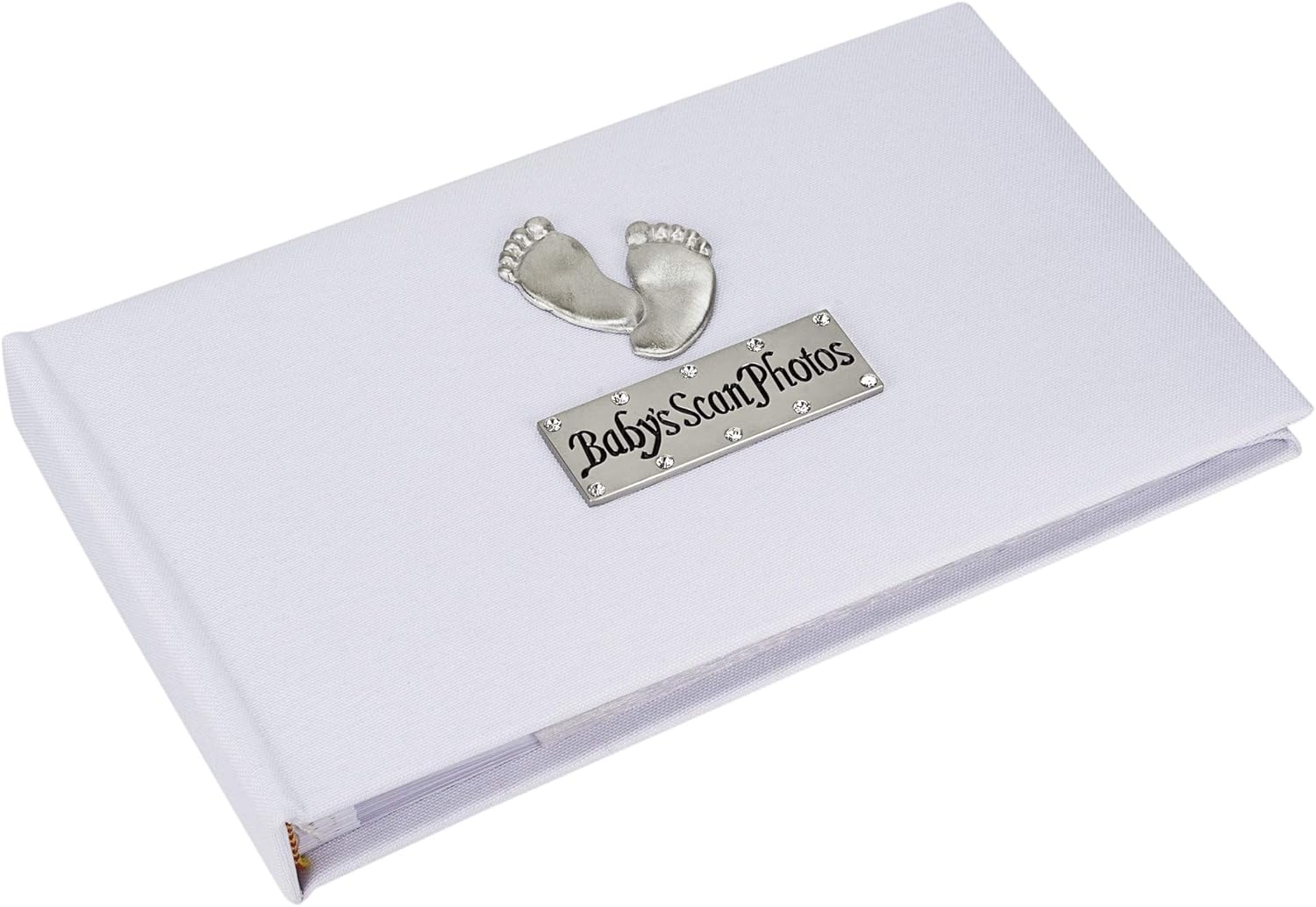 Baby'S Scan Photo Album, Baby Keepsake Book with Footprint Design - Soft White (Holds Forty 6X4 Inch Photos) NEW