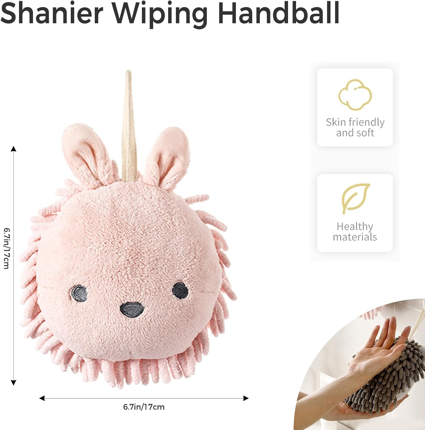 Microfiber Hanging Hand Towel &ndash; Super Absorbent, Quick-Drying, Soft & Plush with Convenient Loop for Bathroom & Kitchen Use (Pink)