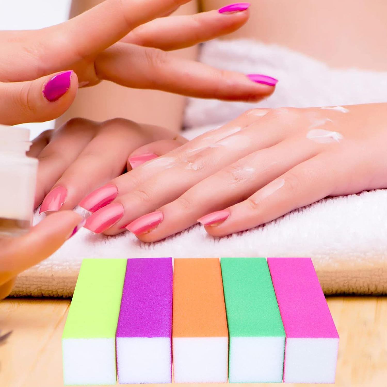 ADOCARN 10Pcs Fluorescent Nail Polishing Blocks Practical Sanding Tools for Women Stylish Manicure File Set Random Colors for Home or Salon Use