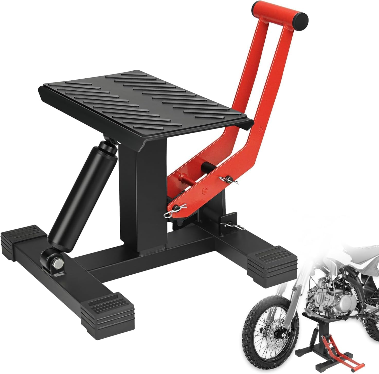 Motorcycle Jack Lift for Dirt Bike, Hydraulic Motorcycle Stand with 990LBS Capacity, Adjustable Lift for Motorbike Repair