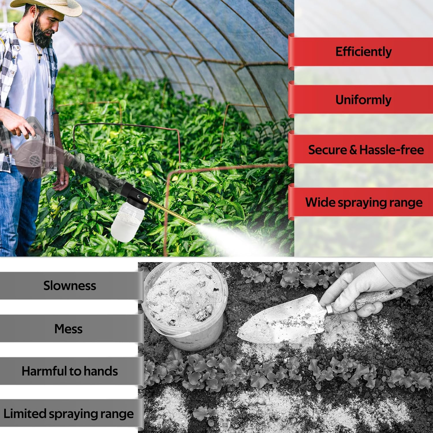 Rozlchar Diatomaceous Earth Duster Compatible for Milwaukee 18V Blower 0884-20 & Bbl-0(No Blower, No Battery)-1L Garden Dusters for Powder W/7.5Inch Nozzle for Organic Gardening image number 3