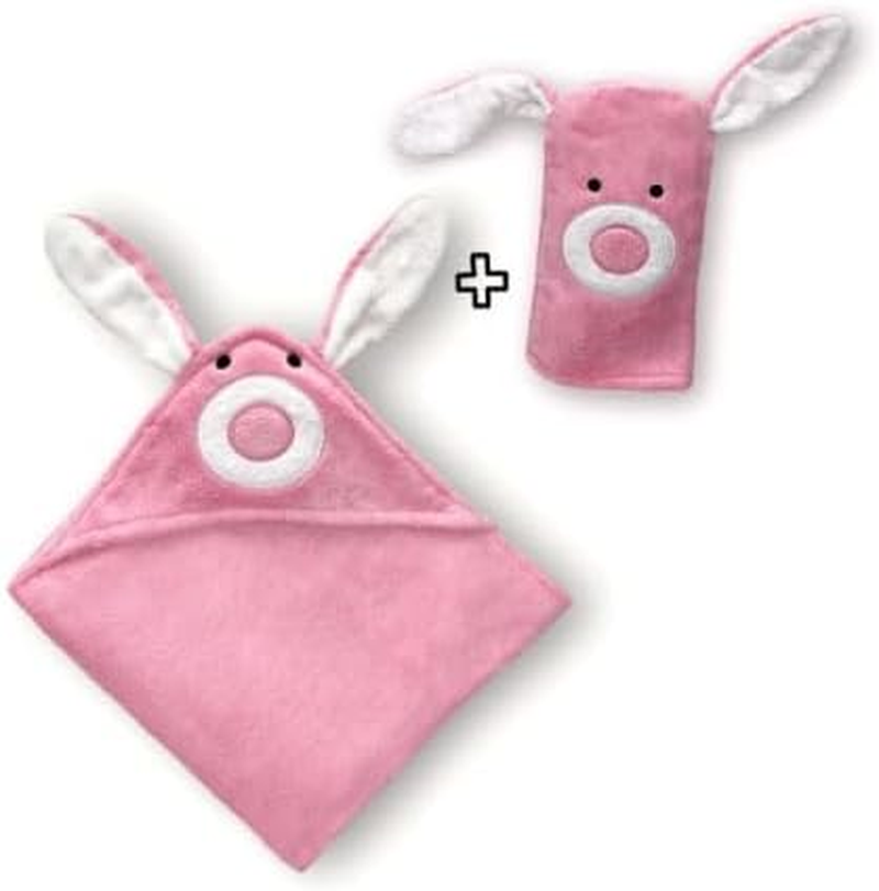 Baby Hooded Towel - Super Absorbent and Luxuriously Soft Baby Towel and Mitt Made from Bamboo and Cotton - Baby Towel Newborn - Generous Size 110 X 65 Cm - Rosa Pink Bunny image number 1