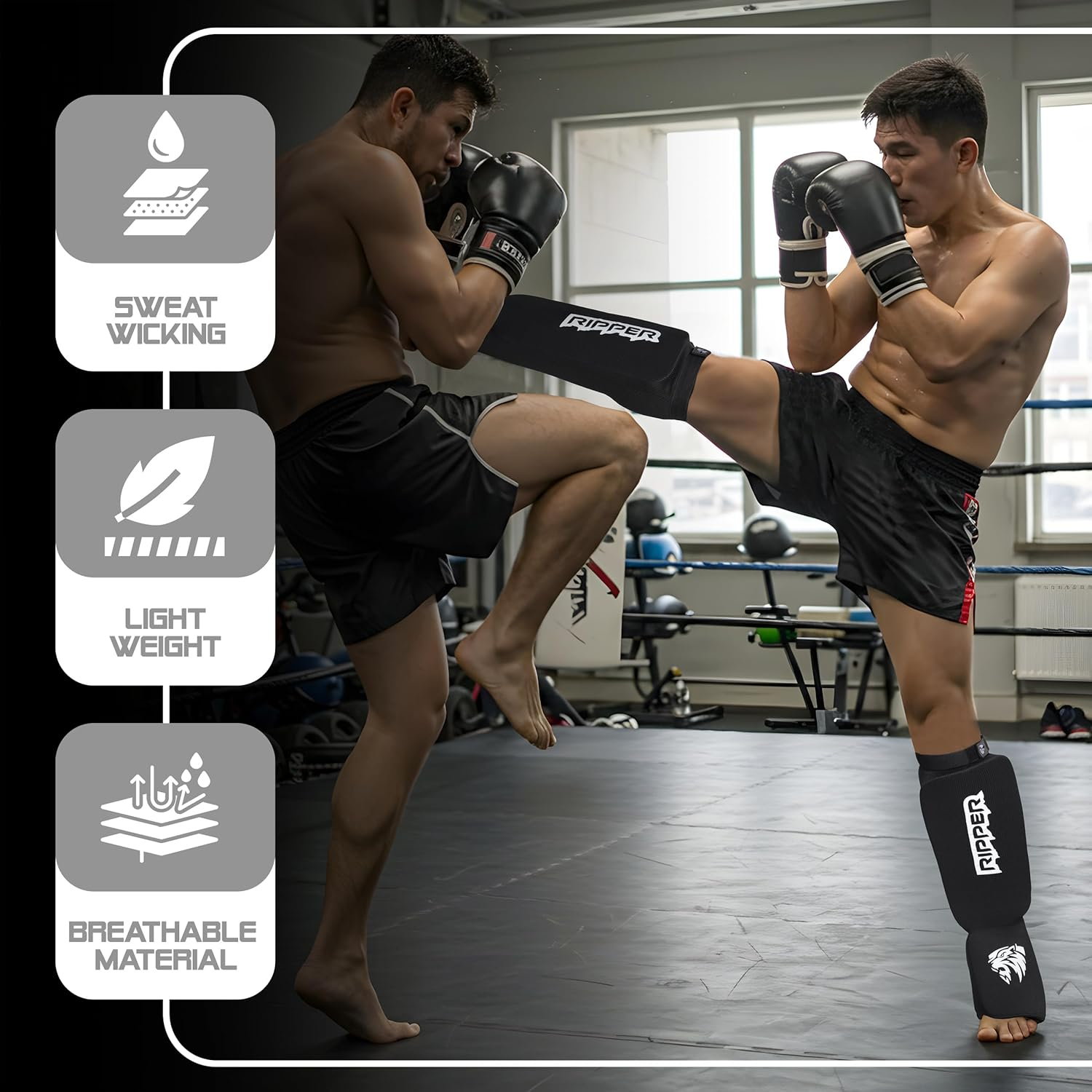 Boxing Shin Guard &ndash; Protective Sparring Gear for MMA, Taekwondo, Karate, Kickboxing, Men & Women &ndash; Professional Muay Thai Shin Guards &ndash; 12Mm Thick Leg & Foot Shin Instep Guard