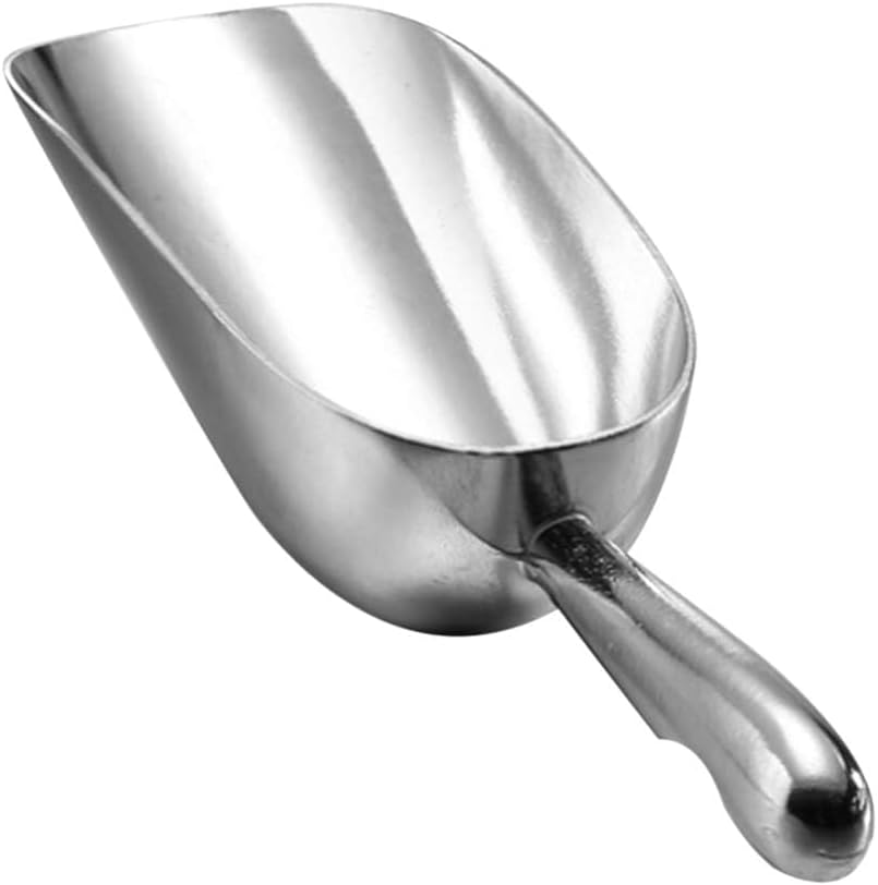 Ice Cube Endurance Scoop, Cast Aluminum Shovel Scoops Kitchen Utility Scoops Set Contoured Handle, Ideal for Ice Cube Coffee Bean Food Candy Flour Popcorn Rust Free, Solid & Dishwasher Safe - 12 Oz