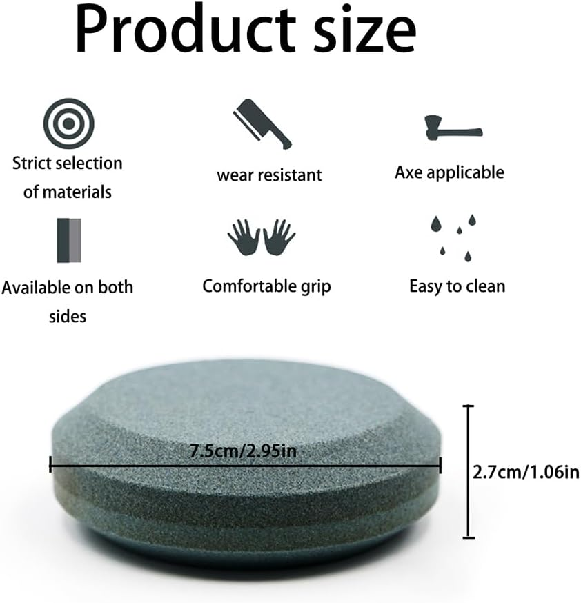 Multi-Purpose Axe Sharpening Stone, 1Pc round Axe Sharpening Stone, Dual Grit Camping Hatchet Sharpening Stone, Dual Grit Multi-Purpose Axe Sharpener& Hatchet Sharpening Stone Grinding Tool