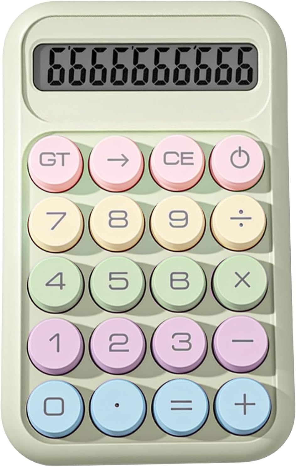 Mechanical Switch Calculator with 10 Digits Large LCD Display, Basic Calculator with Big Button Anti-Slip Pad, Accurate Calculation for Office Desk Home School - White