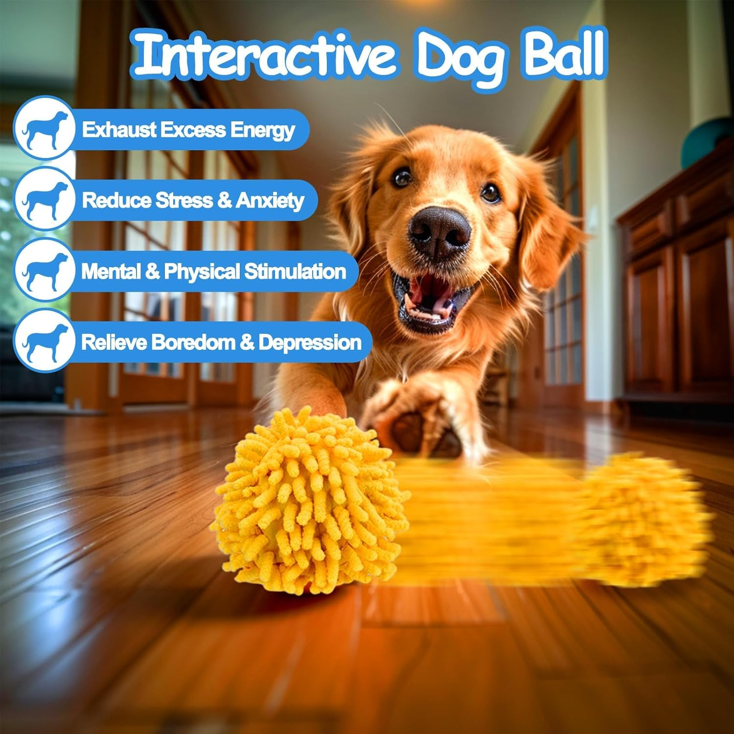 Interactive Dog Toys Ball, Self Rolling Dog Ball with Cover Anti-Chewer for Small/Medium/Large Puppy Pet Dog Toys, Active Rolling Ball for Dogs Enrichment, Motion Activated Toys That Move on Its Own image number 1