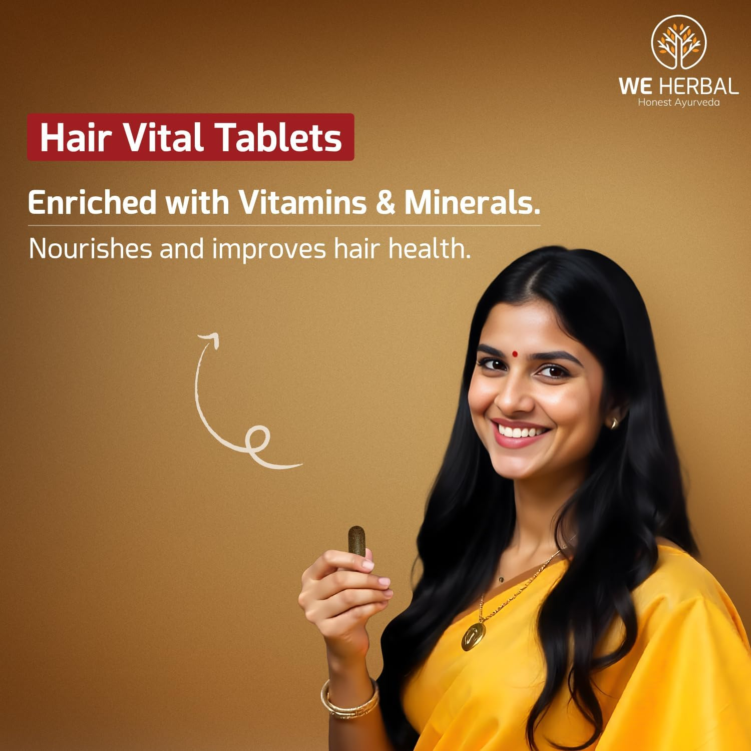Hair Vital Tablets &ndash; Promotes Hair Growth, Reduces Hair Fall, Improves Hair Health, 120 Tablets