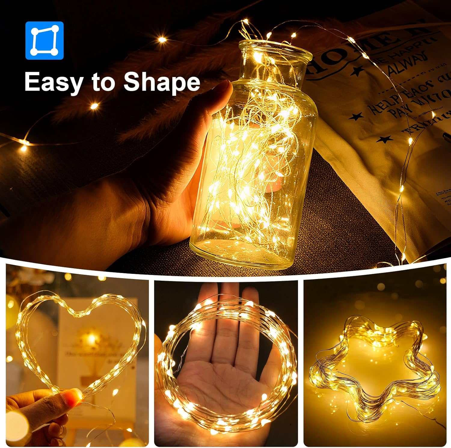 Peasur Battery Operated LED String Lights Timer Pack of 1, 3 M 30 LED String Lights, 2 Modes/Waterproof String Lights for Christmas, Halloween, Bedroom, Interior, Wedding, Flat Decoration, Warm White image number 1