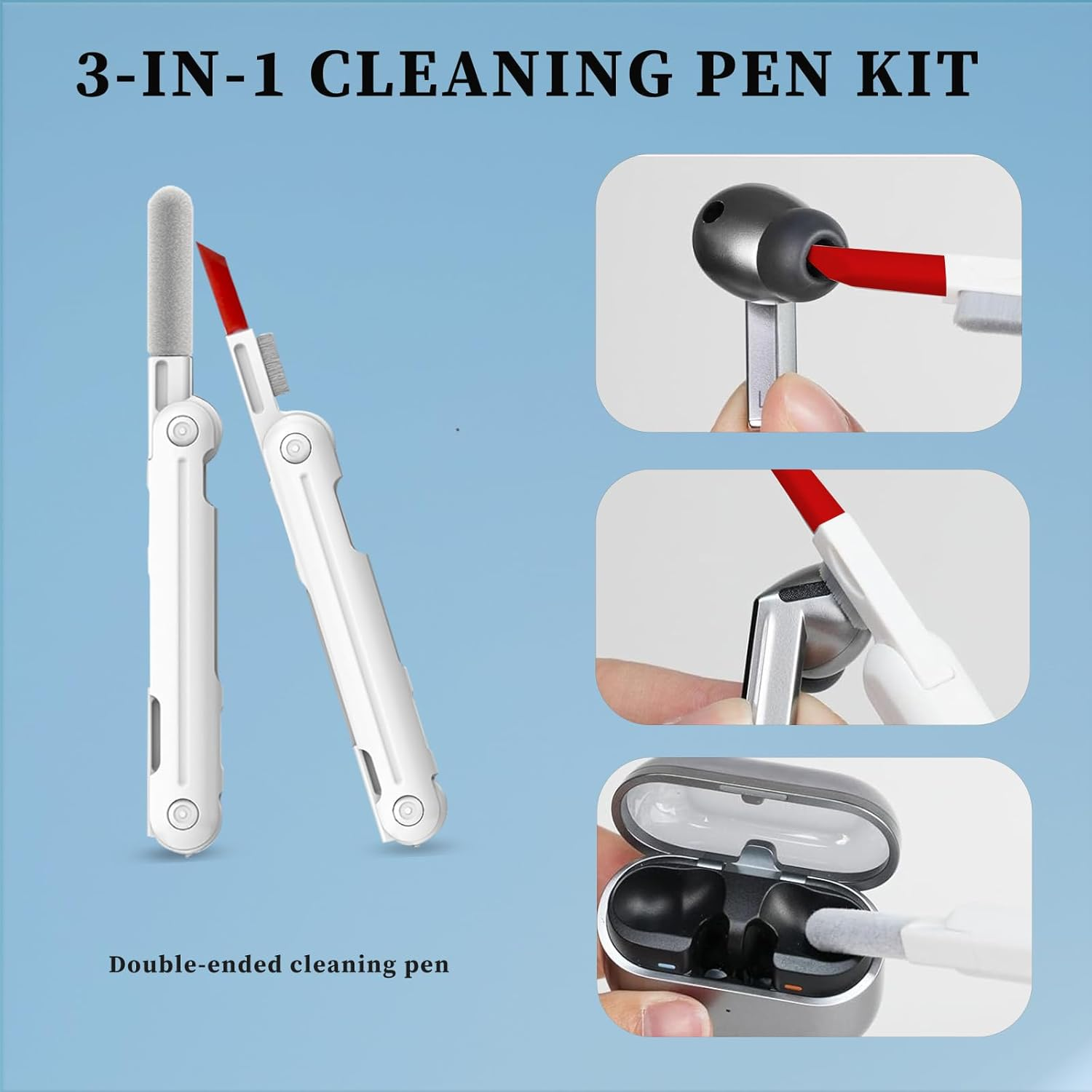 Galaxy Buds 3 Pro Replacement Ear Tips, Premium Silicone Earbuds with Cleaner Kit for Samsung Buds 3 Pro Earbuds, Secure Fit(Black) - Translucent Orange+Cleaning Kit image number 3