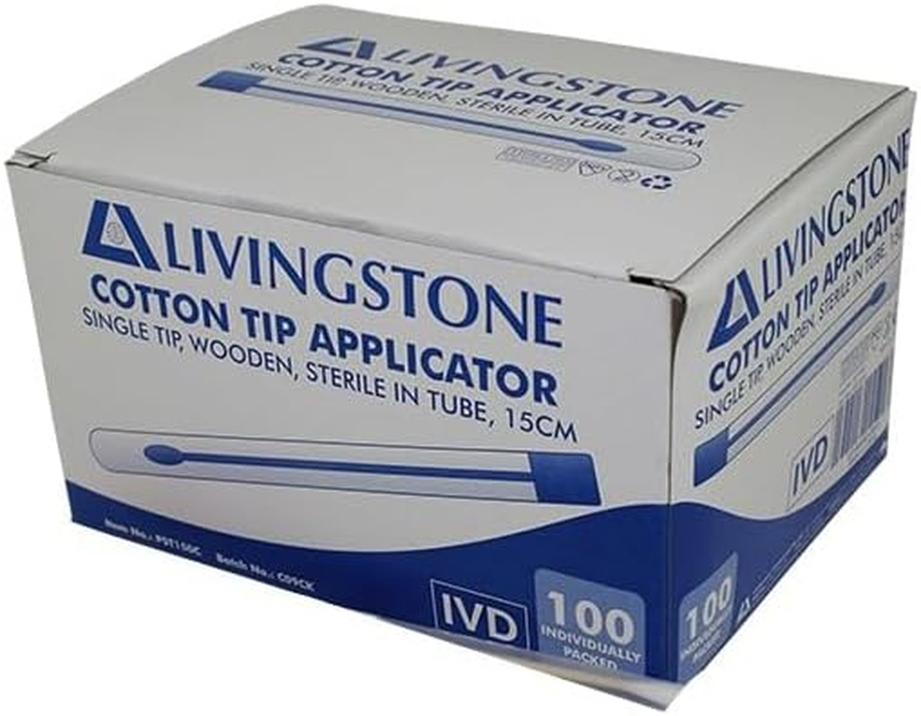 Livingstone Cotton Single Tip Wooden Swab Stem Applicator 100-Piece Set, 15 Cm Size image number 1