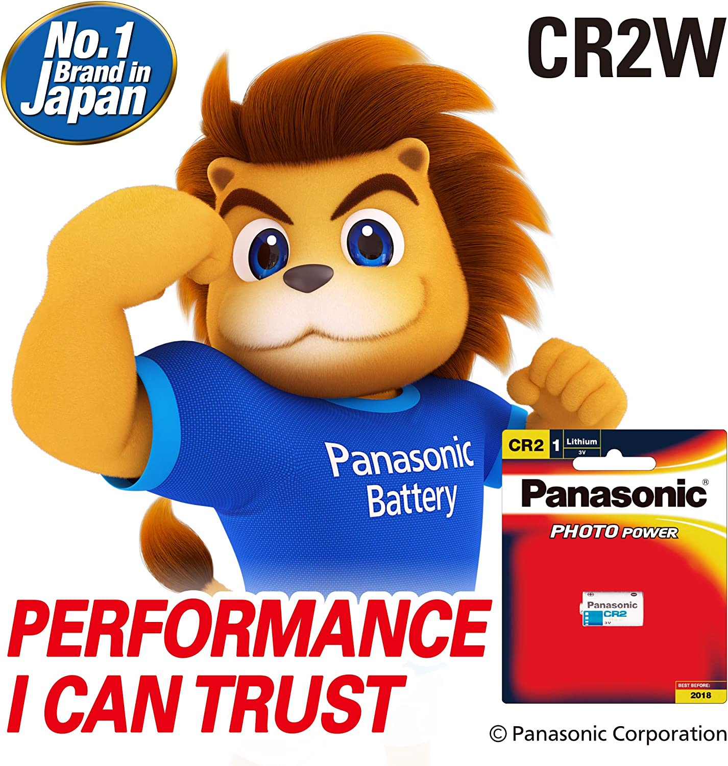 Panasonic CR2 Photo Lithium 3V Camera Battery, 1-Pack (CR-2W/1BE)