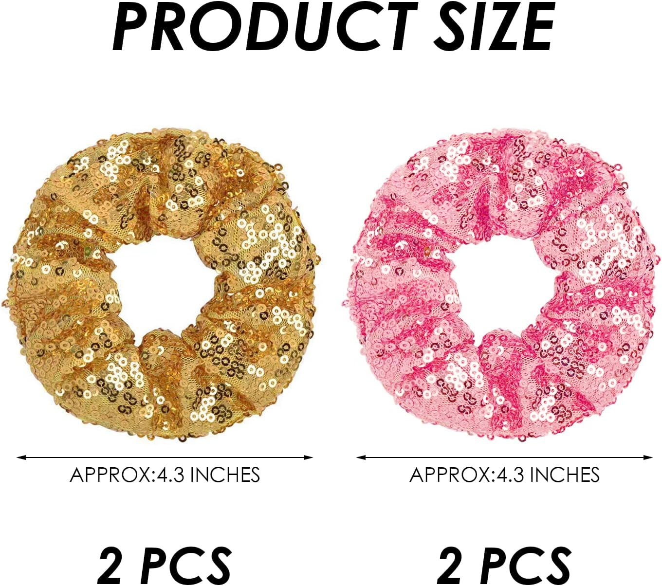 4 Pieces Colon Hair Ties, Sequin Hair Ropes, Women'S Hair Accessories, Ponytail Festival Hair Accessories, Shiny Elastic Bands Hair Accessories image number 4