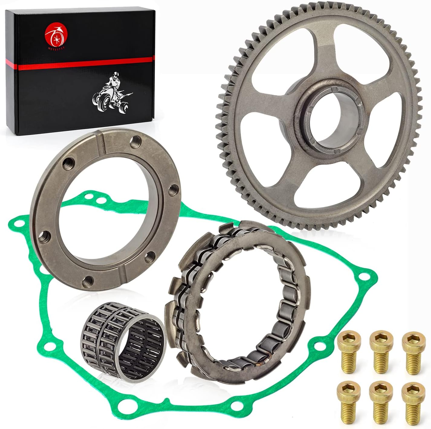 Starter Clutch One Way Bearing and Gear Idler Kit & Gasket for Honda 1999-2007 TRX400EX Sportrax 400 2X4 image number 2
