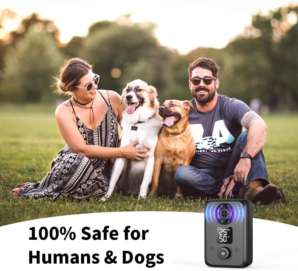 Pet-Tech Ultrasonic Dog House Automatic Bark Control Device, with 5 Frequencies, Sound-Activated Speakers, Rechargeable Battery, Water Resistant, Indoor and Outdoor Use