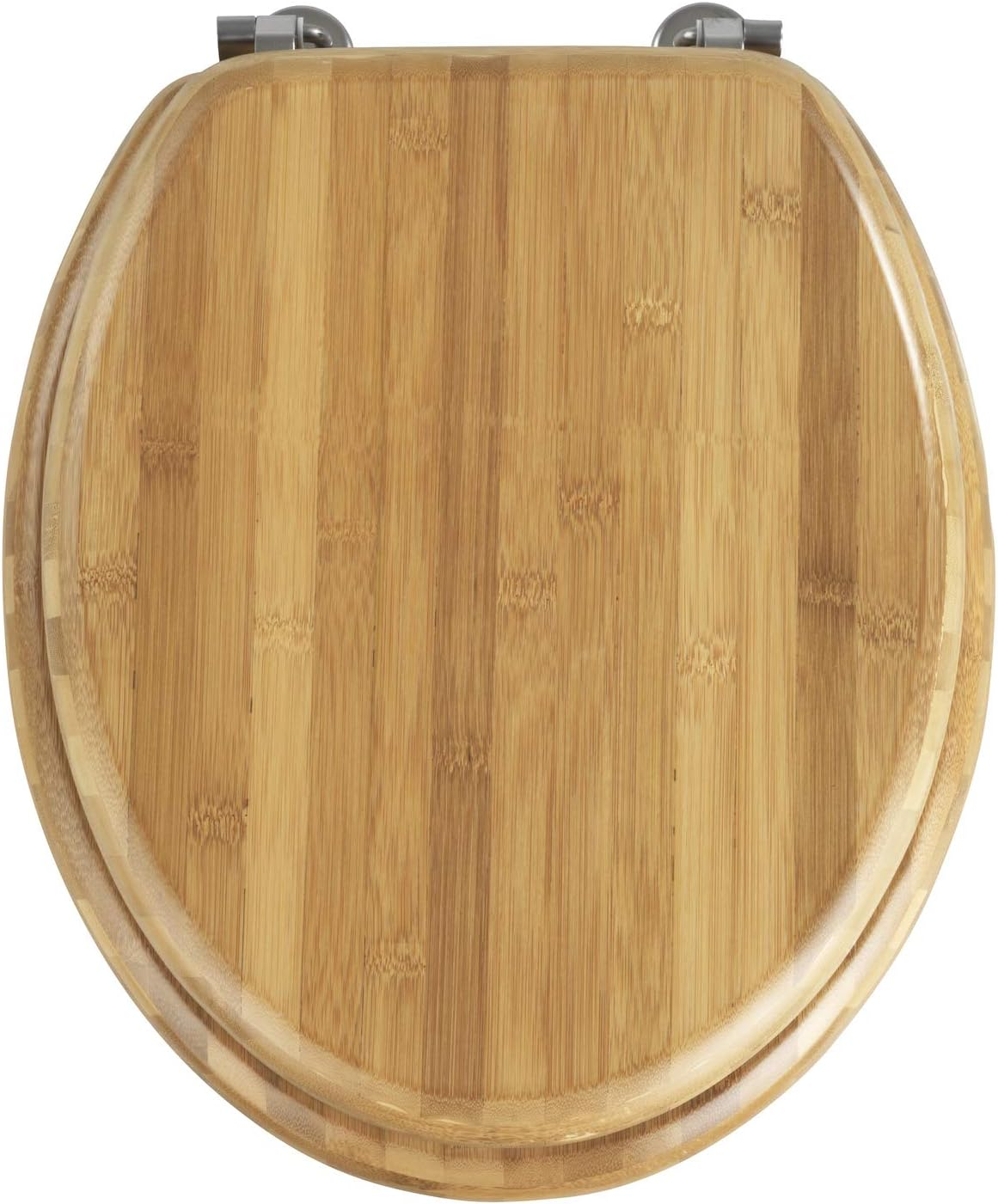 Wenko 144726100 Toilet Seat Bamboo Chromemetal Mounting, Bamboo, 37 X 42.5 Cm, Brown Dark Brown image number 3