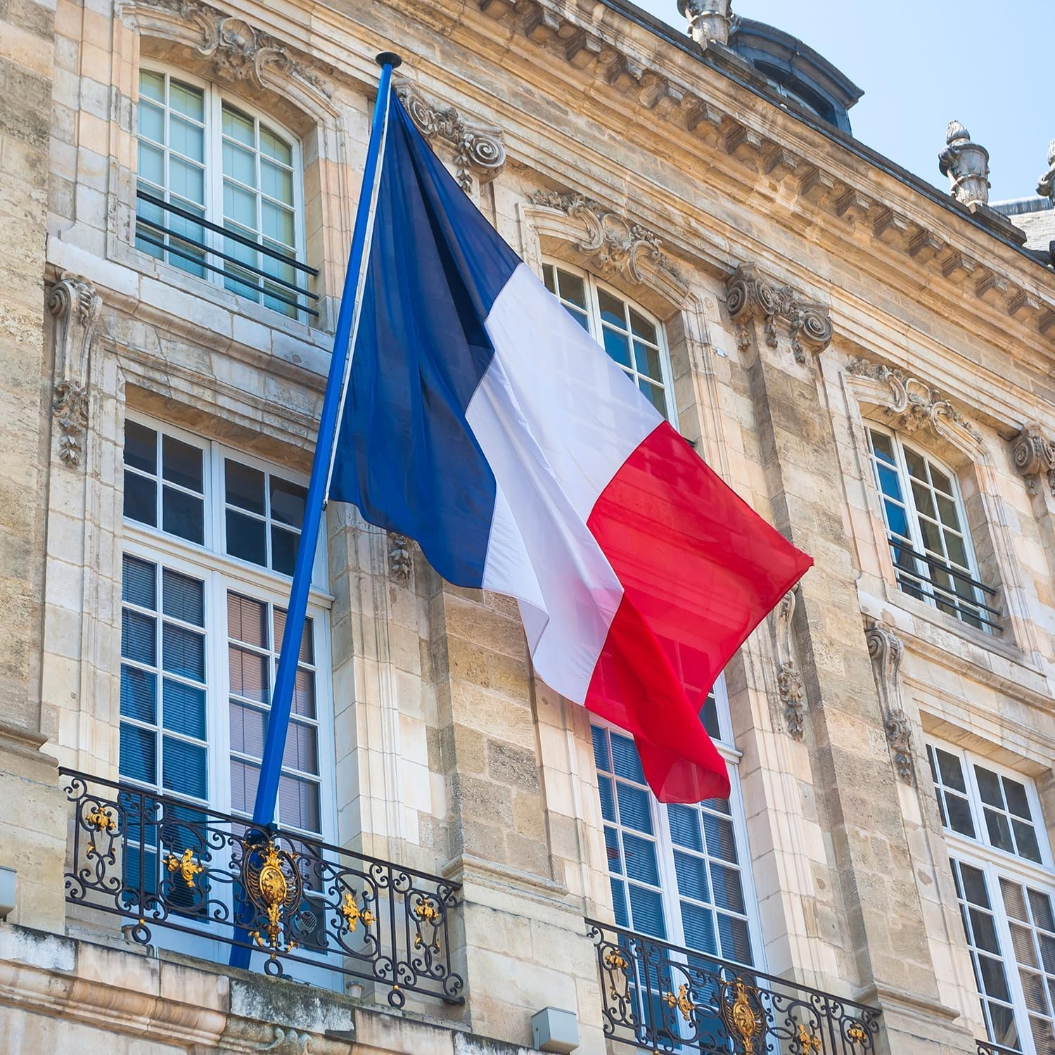 France Flag 90 * 150 CM, French Flag, Polyester Thickness, Fade Resistant, Brass Grommets, Canvas Header, Indoor,Outdoor, Vibrant Colors,Not Fear of Rain and Snow image number 1