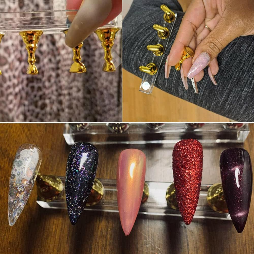 2022 Nail Tip Display Stand Holder Magnetic Practice Art Training Tool Finger AU (Gold) - White image number 4