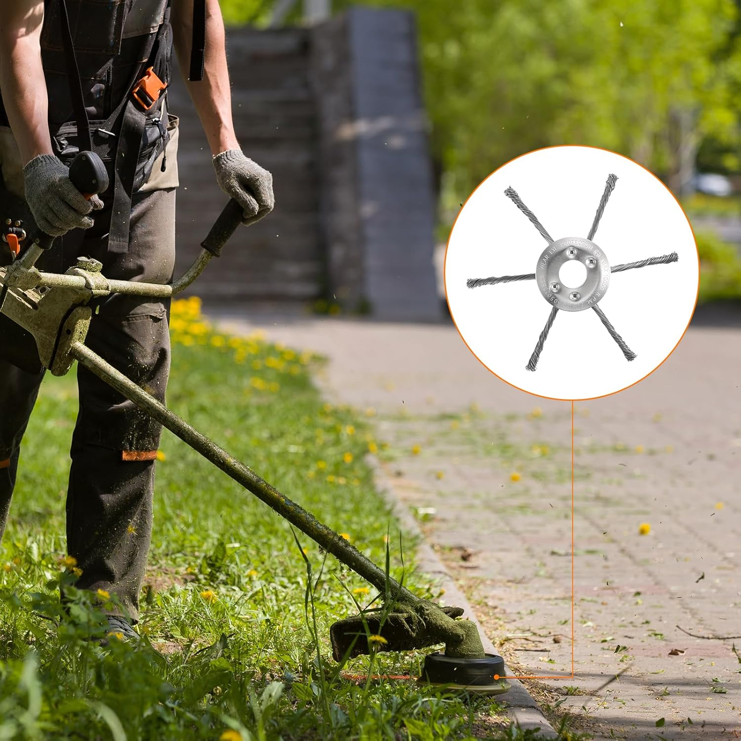 Steel Wire Brush Cutter Trimmer Head, 8Inch Unbreakable Wired Trimmer Blade for Lawn Mower Tray - 6 Blade image number 4