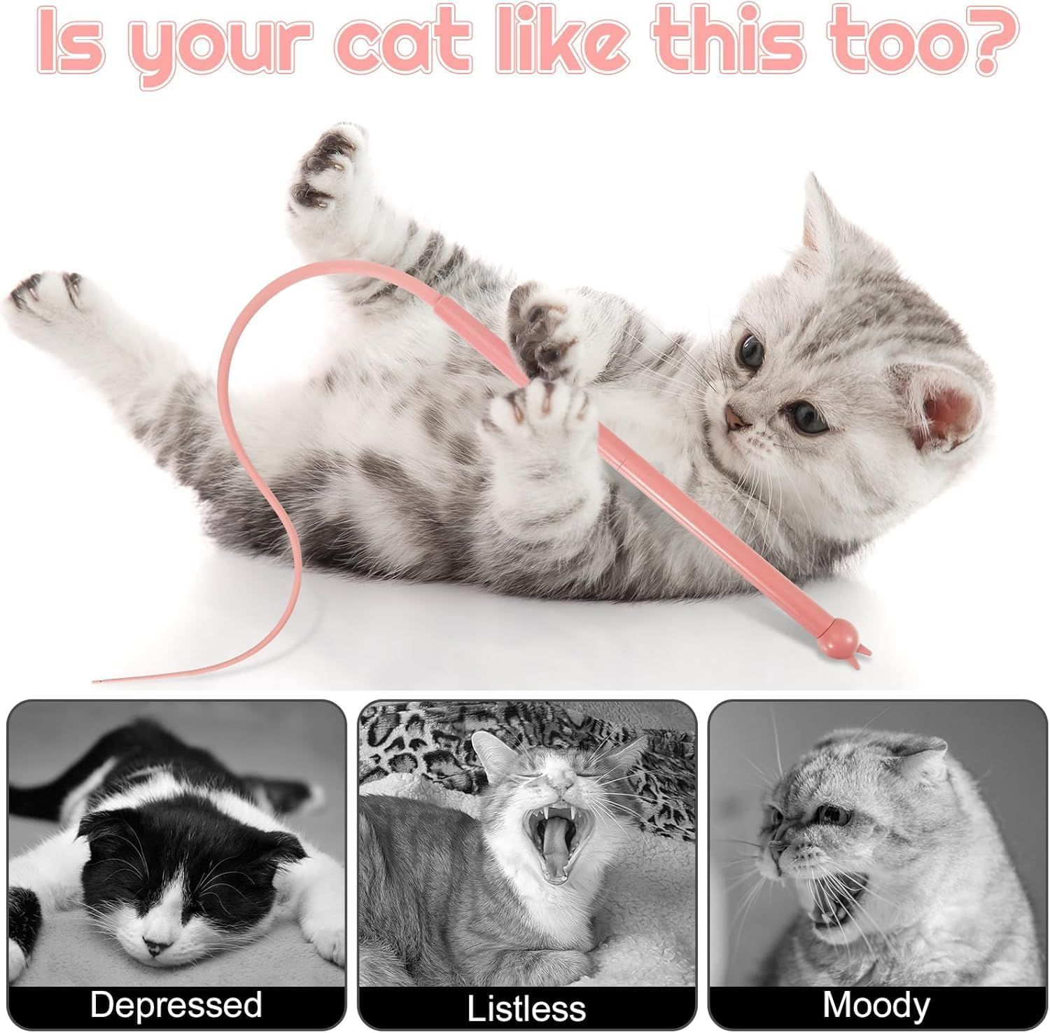 Cat Angel Long, Pack of 2 Cat Toy, Self-Employment, Silicone Teaser, Cat Wand Toy, Silicone Mouse, Tail Cat Toy, Cat Fishing Toy, Cat Fishing Rod image number 6