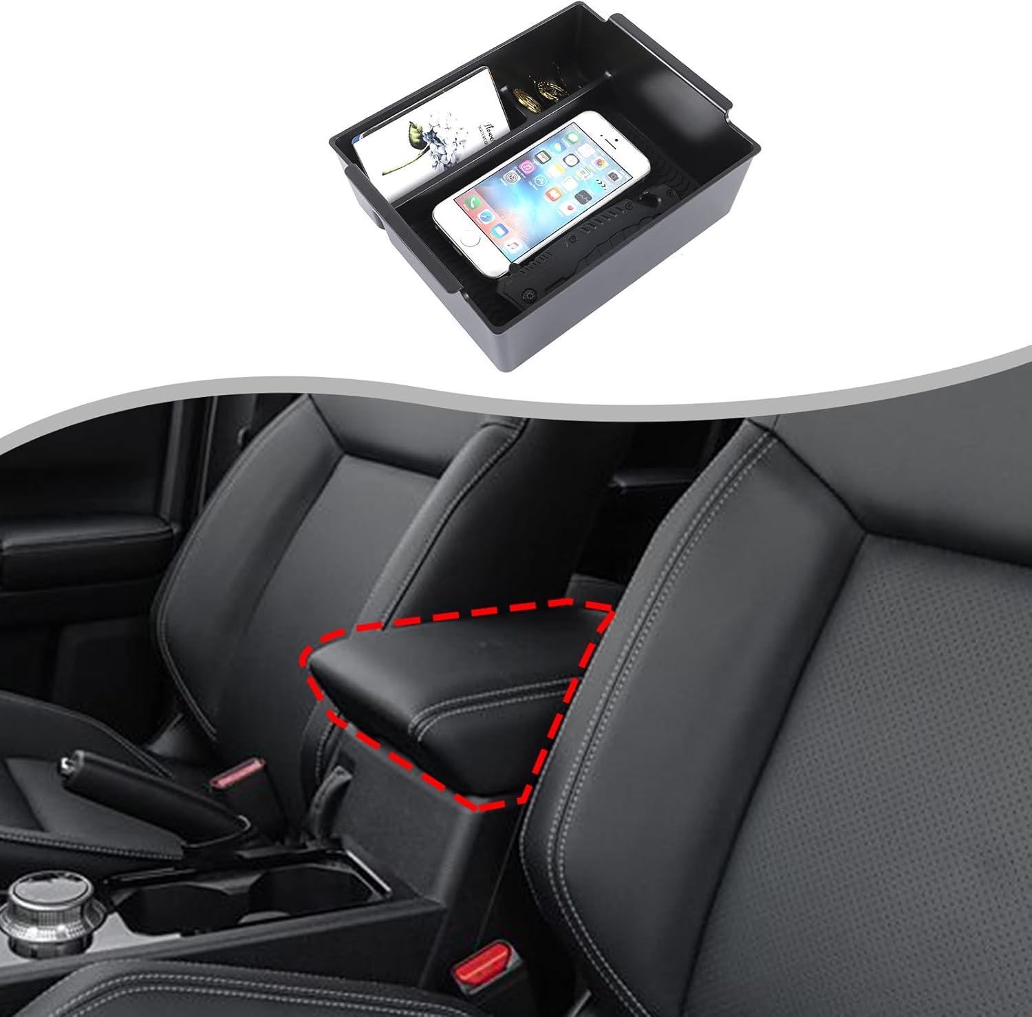 Yinaniutos Center Console Organizer Compatible with Mitsubishi Triton 2024-2025 Accessories | ABS Armrest Storage Box Insert Tray with Non-Slip Mat | 1PC Set image number 5