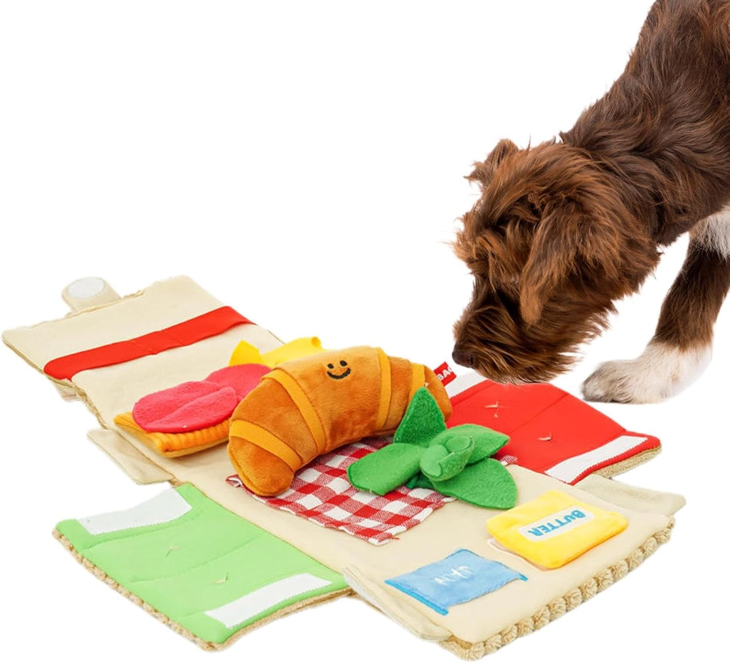 Dog Sniffing Mat,Pet Snuffle Mat with Cute Cow Horn Toy and Treat Pouch - Interactive and Behavioral Training Aid Toy, Dog Enrichment Toys for Pets, Puppies, Cats image number 4