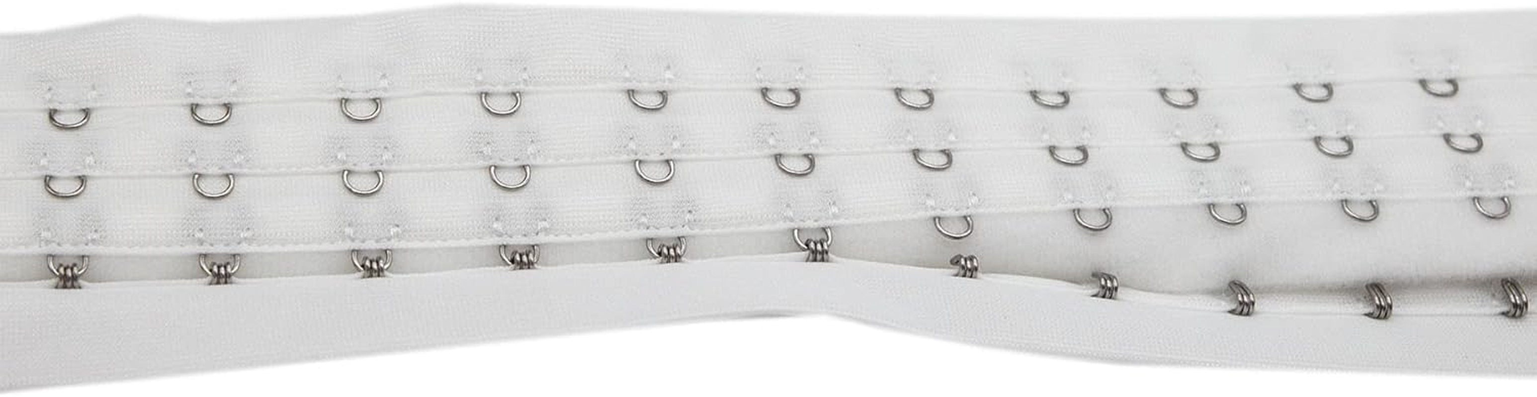 2.5 Yards Pair White Color Three Row Hook and Eye Tape Trim for Sewing Quilting Corset Bra Renaissance Dance Bridal Costumes (White Three Row) image number 2